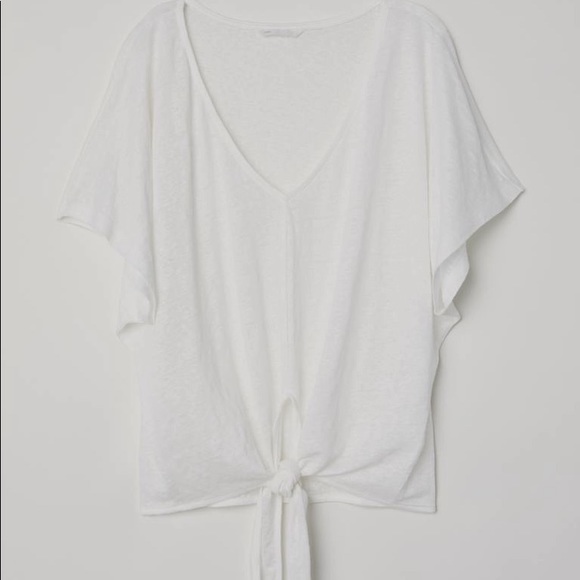 H&M Tops - H&M Knot-Detail Linen Top